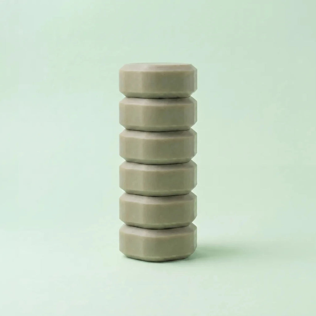 Split Stack — six hexagonal eucalyptus soap bars